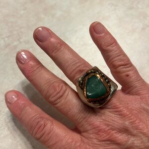 Large bohemian green ring